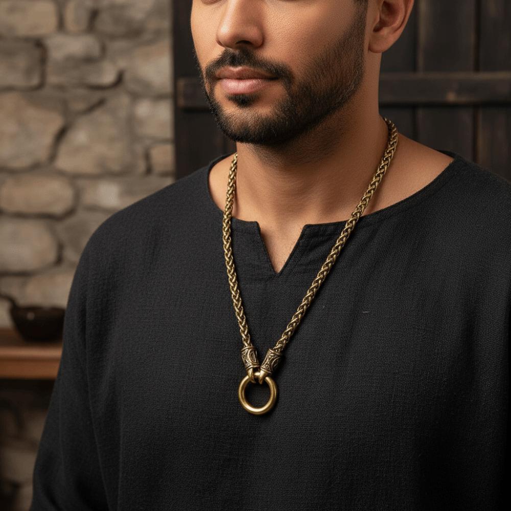 Zinc Zinc Alloy Viking Necklace Open Round Clasp Ethnic Style Choker Dragon Bone Chain Necklace Retro