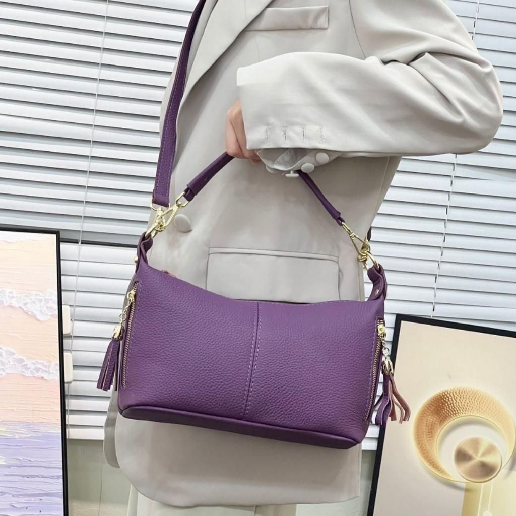 Cowhide Shoulder Women's Bag Large Capacity Women's Fashion Simple Tote Bag Practical Shell Bag Multi-compartment