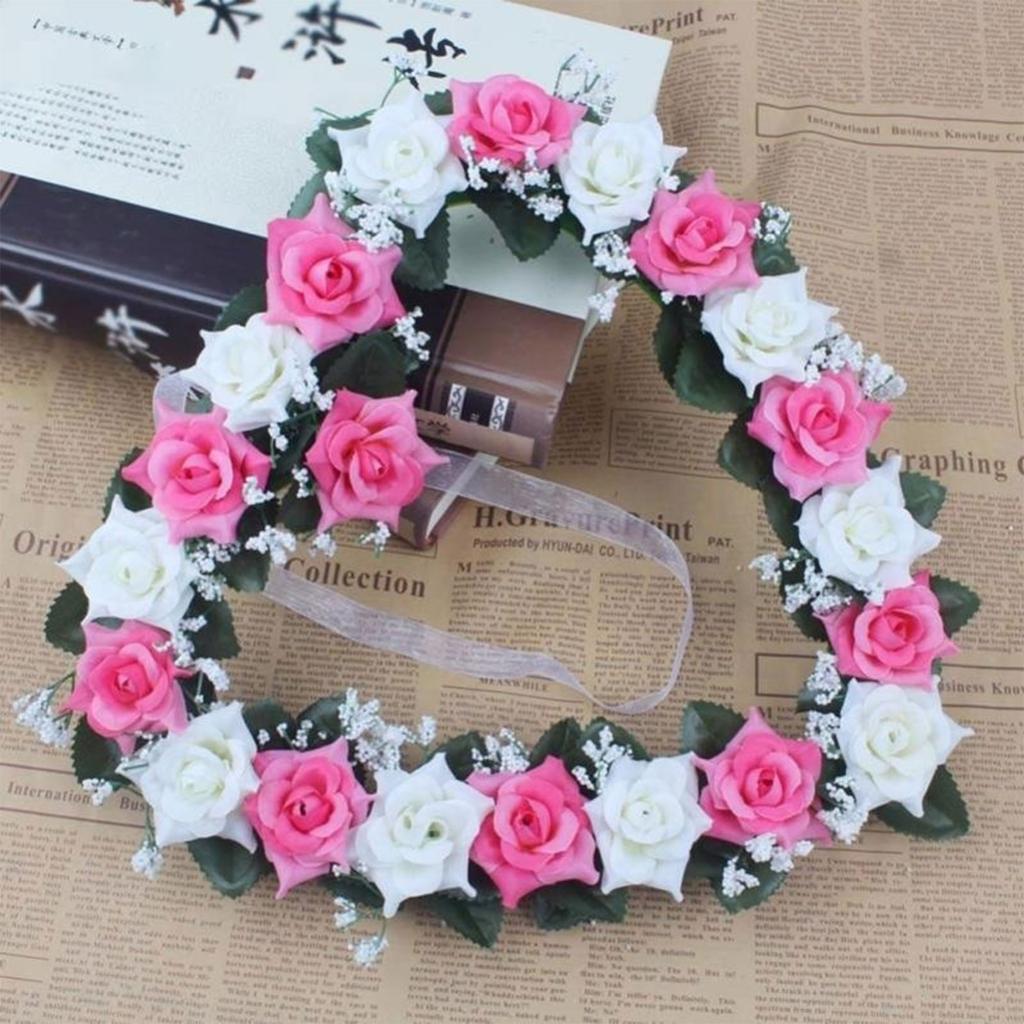 Wedding Wreath Heart Shaped Rose Hanging Garland for Proposal Valentines Day