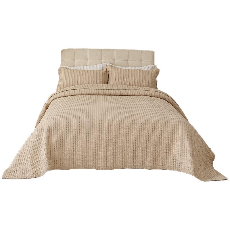 60s Pure Cotton Soft Quilted Bedspread – Skin-Friendly, Breathable, Machine Washable, All-Season Use Rice Embroidery - Beige