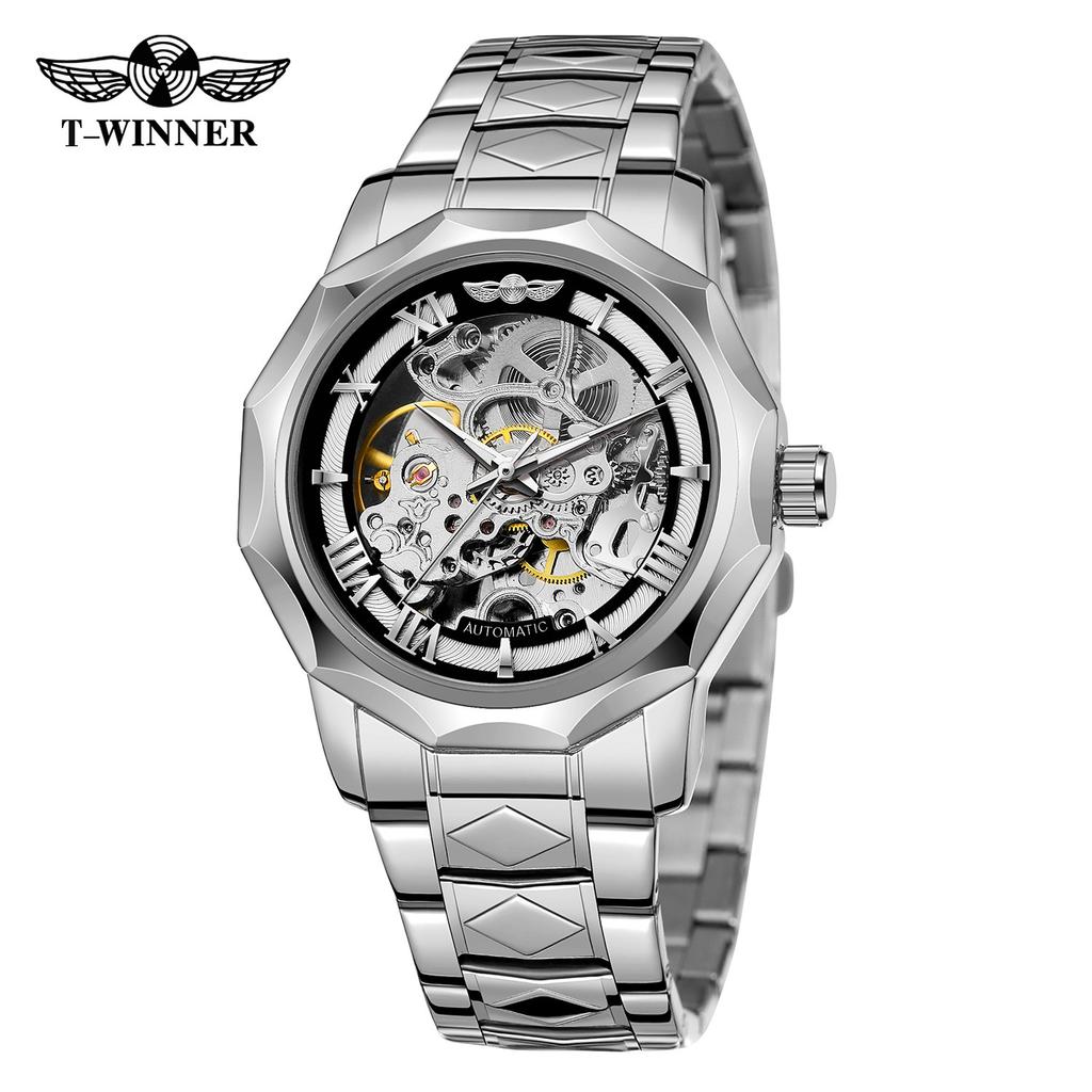 Winner Style Men'S Fashion Casual Waterproof Hollow Watch, Automatic Mechanical Watch