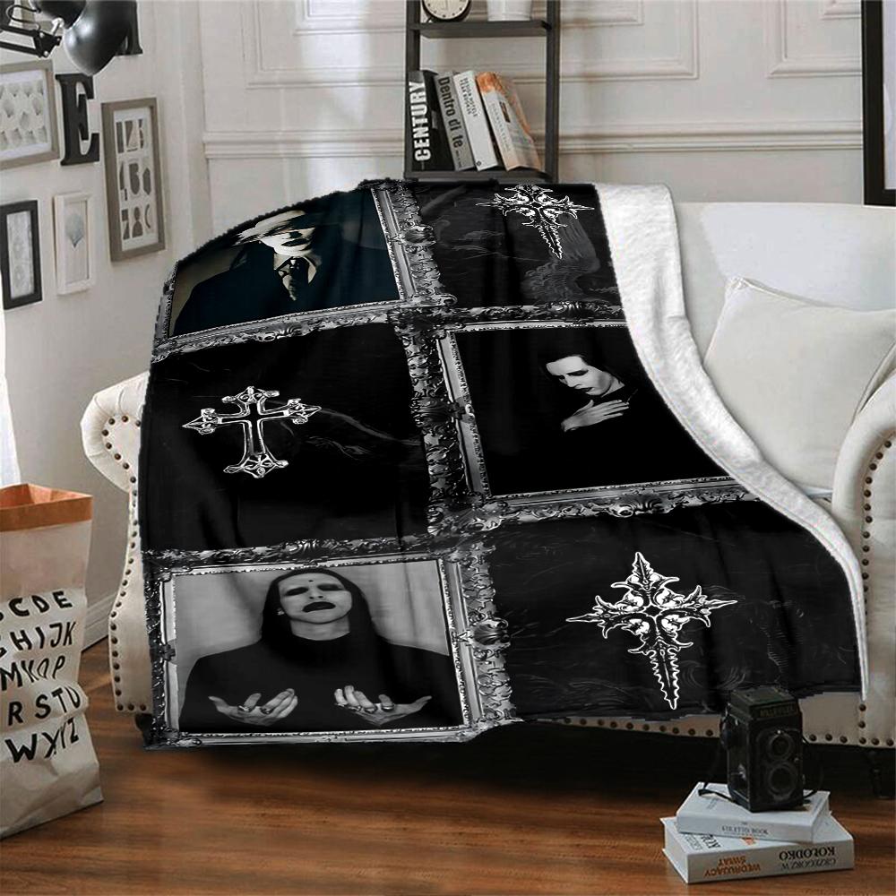 Gothic Portraits Symbols Blanket Soft Throw Blanket For Home Bedroom Bed Sofa Travel Office Solid Christmas Blanket