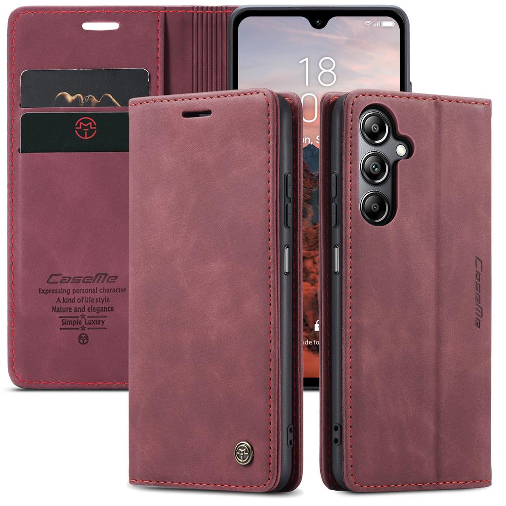 CaseMe is suitable for Samsung A16, a shockproof card slot leather case, A06 retro magnetic frosted flip cover stand phone case