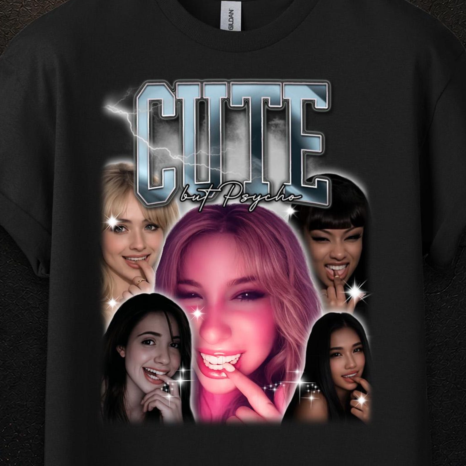 Cute But Psycho Tshirt, Psycho Cuties Graphic Tee, Bootleg Shirt, Vintage T Shirts, Funny Graphic T Shirt, Womens Fashion Tee M