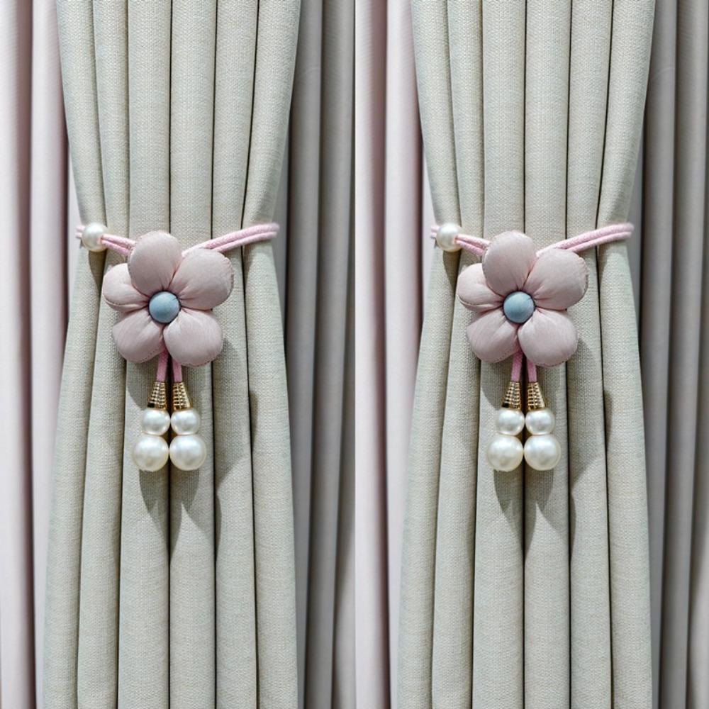 

Fabric Flowers Floral Curtain Ties Decorative Curtain Buckle Modern Curtains Tie Rope Cafe розовый