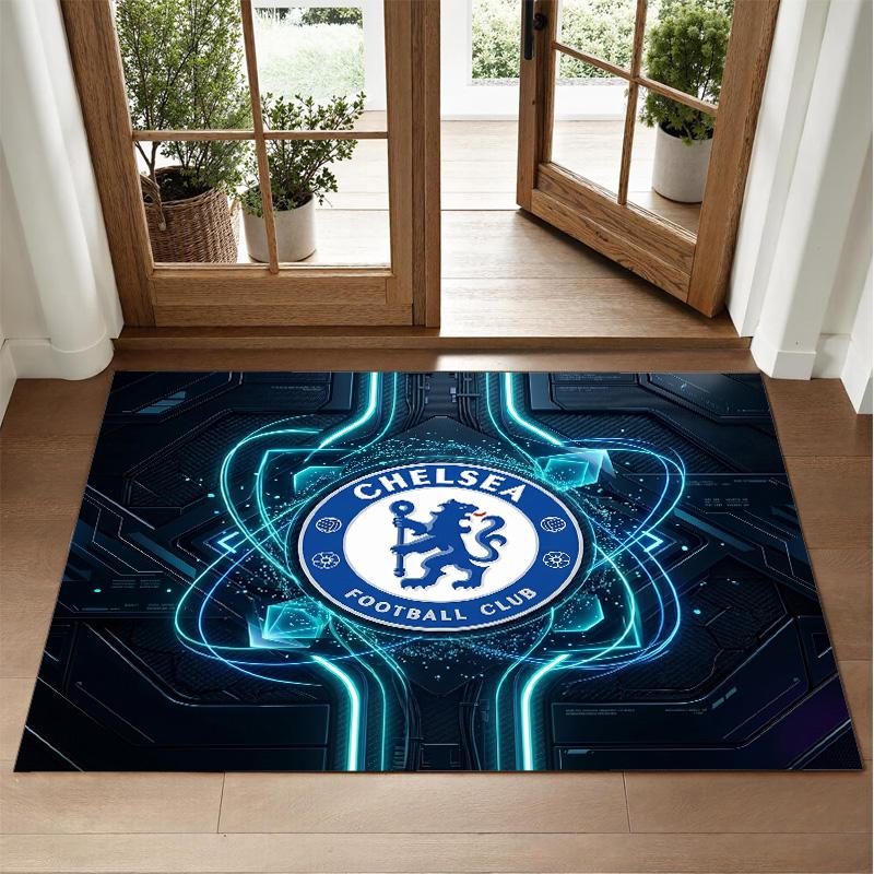 Chelsea FC Design Crystal Velvet Rug Soft Decorative Mat for Bedroom Entrance