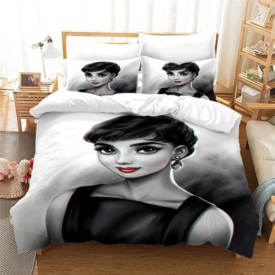 Juego de Funda Nórdica 3D de Audrey Hepburn con Funda de Almohada Juego de Ropa de Cama Impreso Individual Doble Twin Full Queen King Size para Decoración de Dormitorio