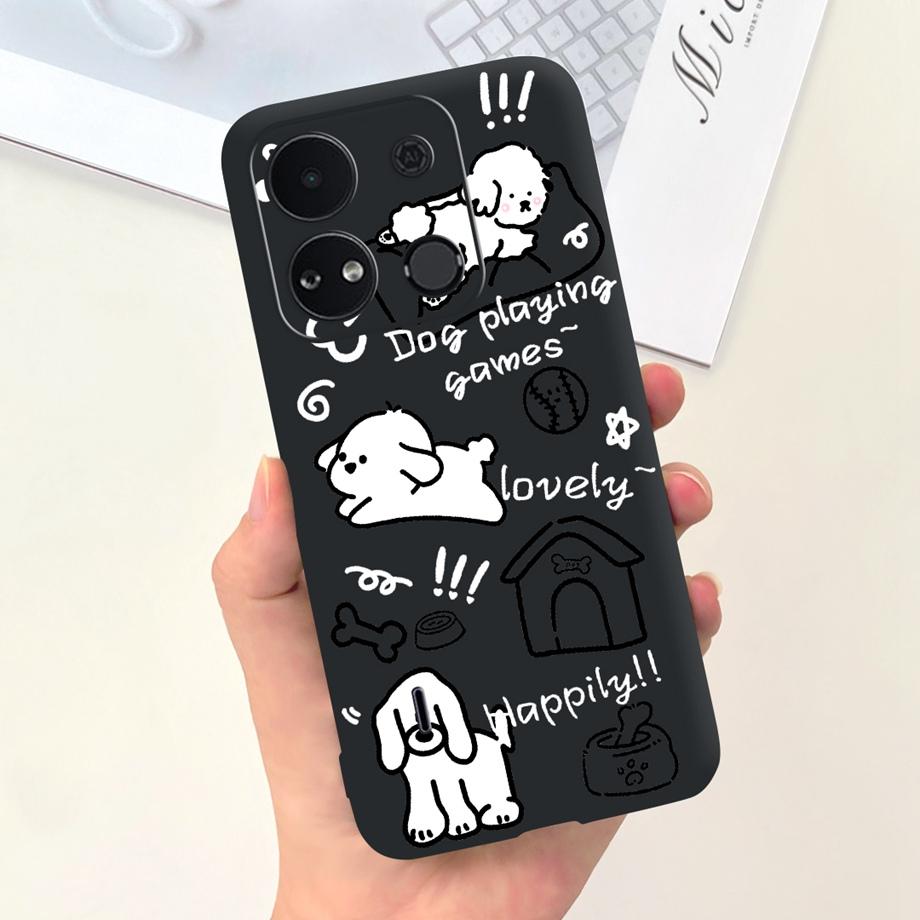 

For Itel A04 A632WM Case Luxury Black Soft Silicone TPU Bumper Phone Cover for ITELA04 A 04 Capa Panda Rabbit Goothic Style Case Itel A04 A632WM