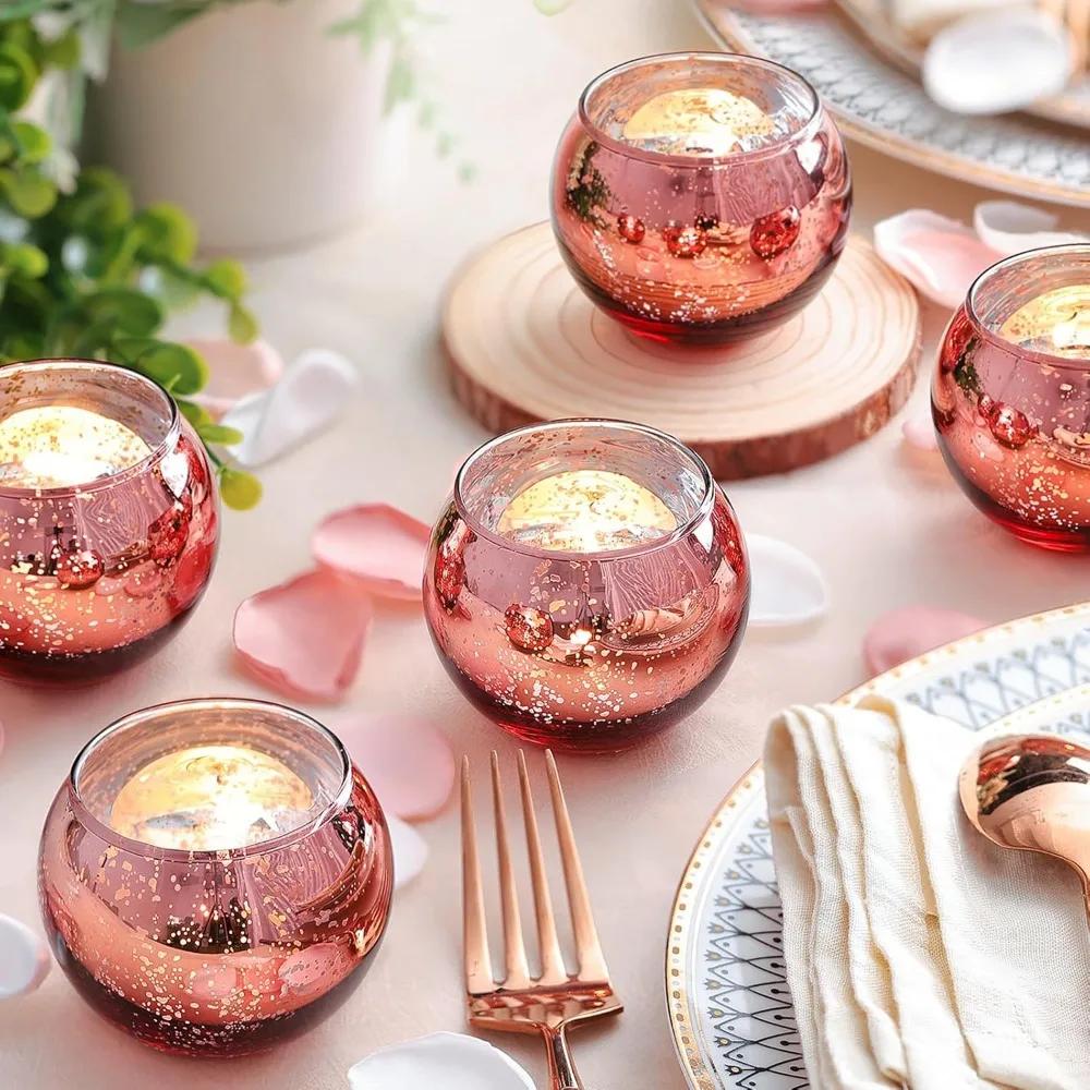 6/12Pcs Simple Creative Round Glass Votive Candle Christmas Wedding Banquet Bar Party Wax Holder Candlesticks Home Decoration