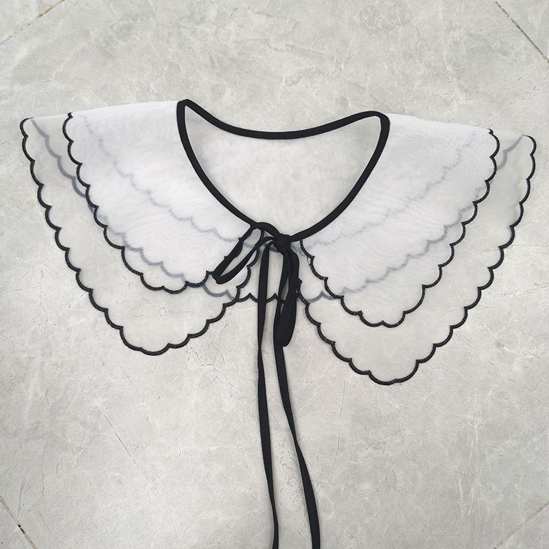 Guler universal dublu din dantelă florală și fundă pentru femei