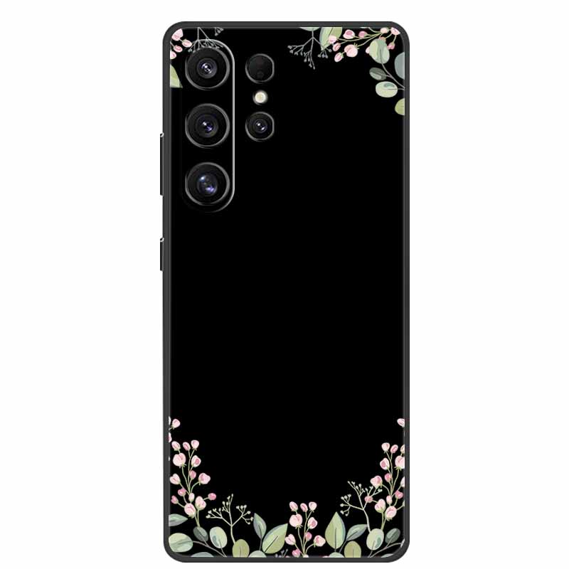 For Samsung Galaxy S26 Ultra Case Cute Floral Black Luxury Soft Silicone Back Cover For Samsung S26 Ultra Cases GalaxyS26 Ultra