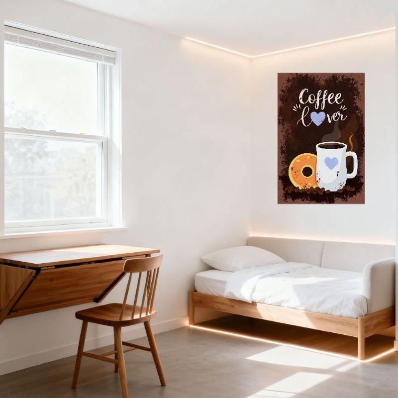 Retro Coffee Lover Metal Tin Sign with Coffee Mug Donut Beans Wall Plaque for Cafe Home Office Decor
