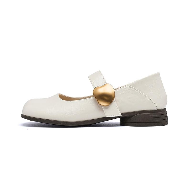 White Mary Jane Shoes New Autumn Thick Heel Light Mouth Single Shoes Commuter Small Leather Shoes