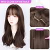 22 Inch Brown Curly Wigs Air Bangs Fiber Synthetic Heat-resistant Wave Hair Sweet And Natural Party or Selfie Korean Fashion
