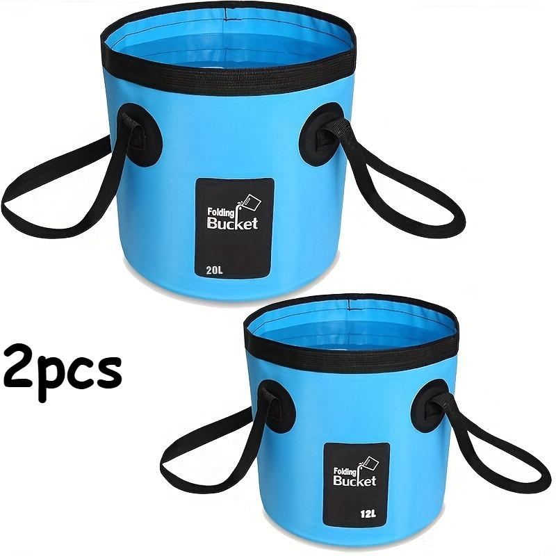 2pcs Collapsible Bucket Camping Water Storage Container Portable Folding Wash Basin For Traveling Hiking Fishing Boating Garden