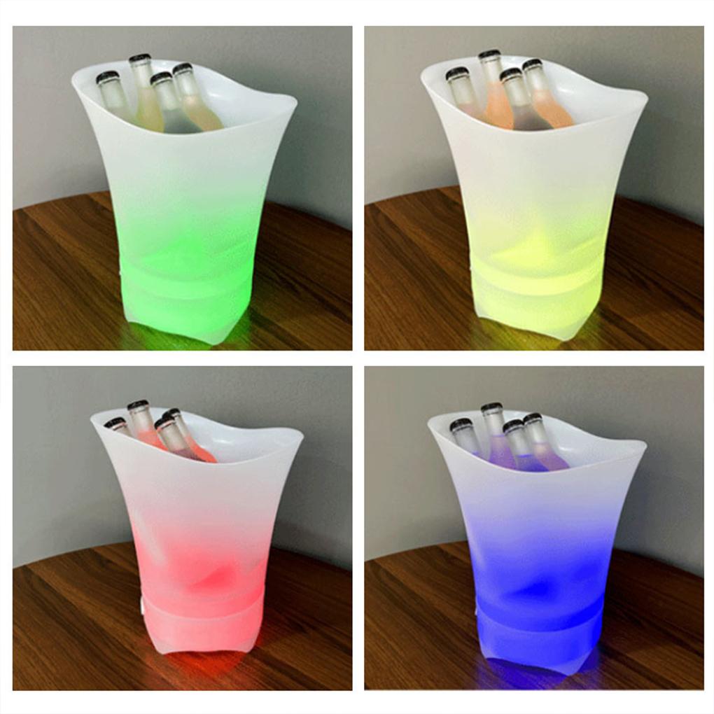 2025 Neuer 5L 6-Farben-LED-Eiskübel Wasserdichter Kunststoff Leuchtender Champagner-Bierkübel Für Bars Nachtclubs Nachtparty