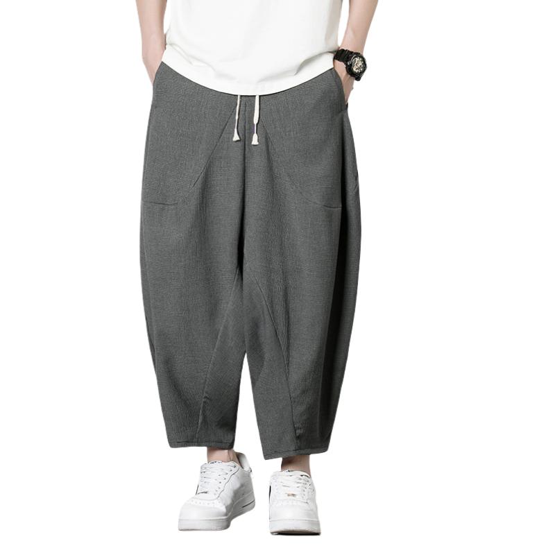 Men Chinese Style Summer Harem Pants Men Baggy Casual Pants Male Loose Fit Trendy Long Pants Bloomers Male Soild Color Trousers