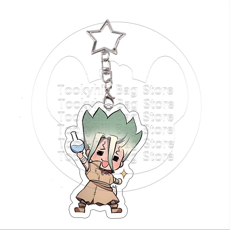 Dr. Stone Acrylic Keychain Kawaii Student Senku Ishigami Exquisite Senku Ishigami Gen Asagiri Keyring Bag Pendant Birthday Gift
