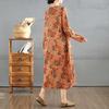 2025 Vintage Printed Round Neck Long Sleeve Patchwork Loose Plus Size Long Dresses