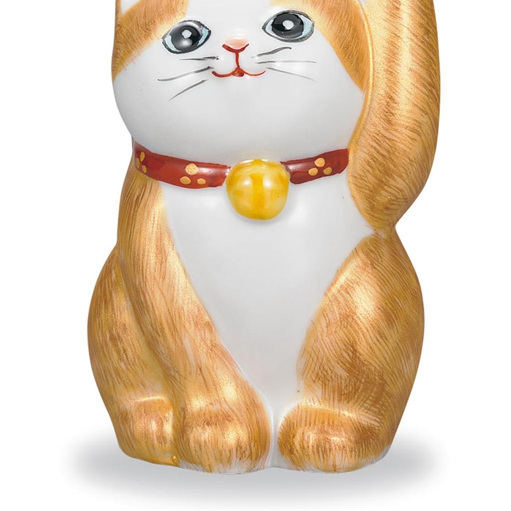 Kutani Ware Iwataya No. 3 Maneki Neko (Lucky Cat) with Gold-painted Fur AP7-1303