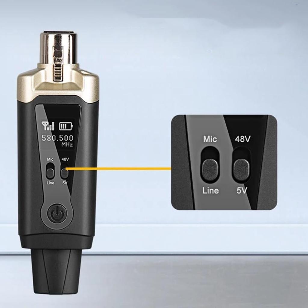 Dna Wxlr1 Bezprzewodowy System Transmisji Audio Uhf Nadajnik Odbiornik Usb-C +48V Phantom 2X Adapter Xlr/Jack 6,35 Mm Zestaw