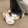 New Summer Sexy Fashion Elegant Shallow Mouth Round Toe Square Heel Thick Sole Casual Bow Solid Color Women's Boots