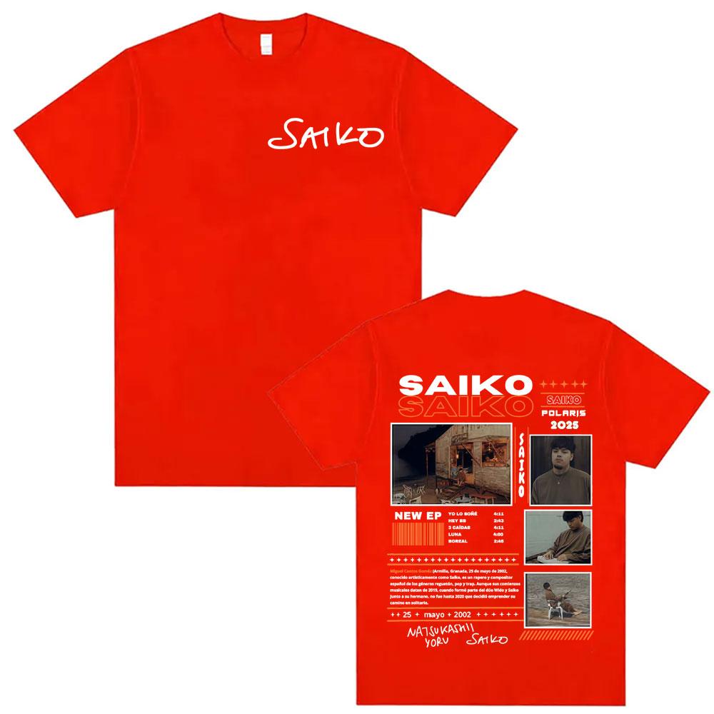 Rapper SAIKO POLARIS Album Tour 2025 Merch Tshirts Unisexs Clothing Oversized T Shirt Vintage Hip Hop Comfort Cotton Tshirt Tops
