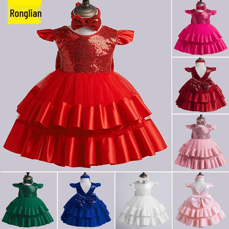 First Birthday Princess Dress - Girls' Mesh Puff Skirt Costume for Kids, Summer Wear
