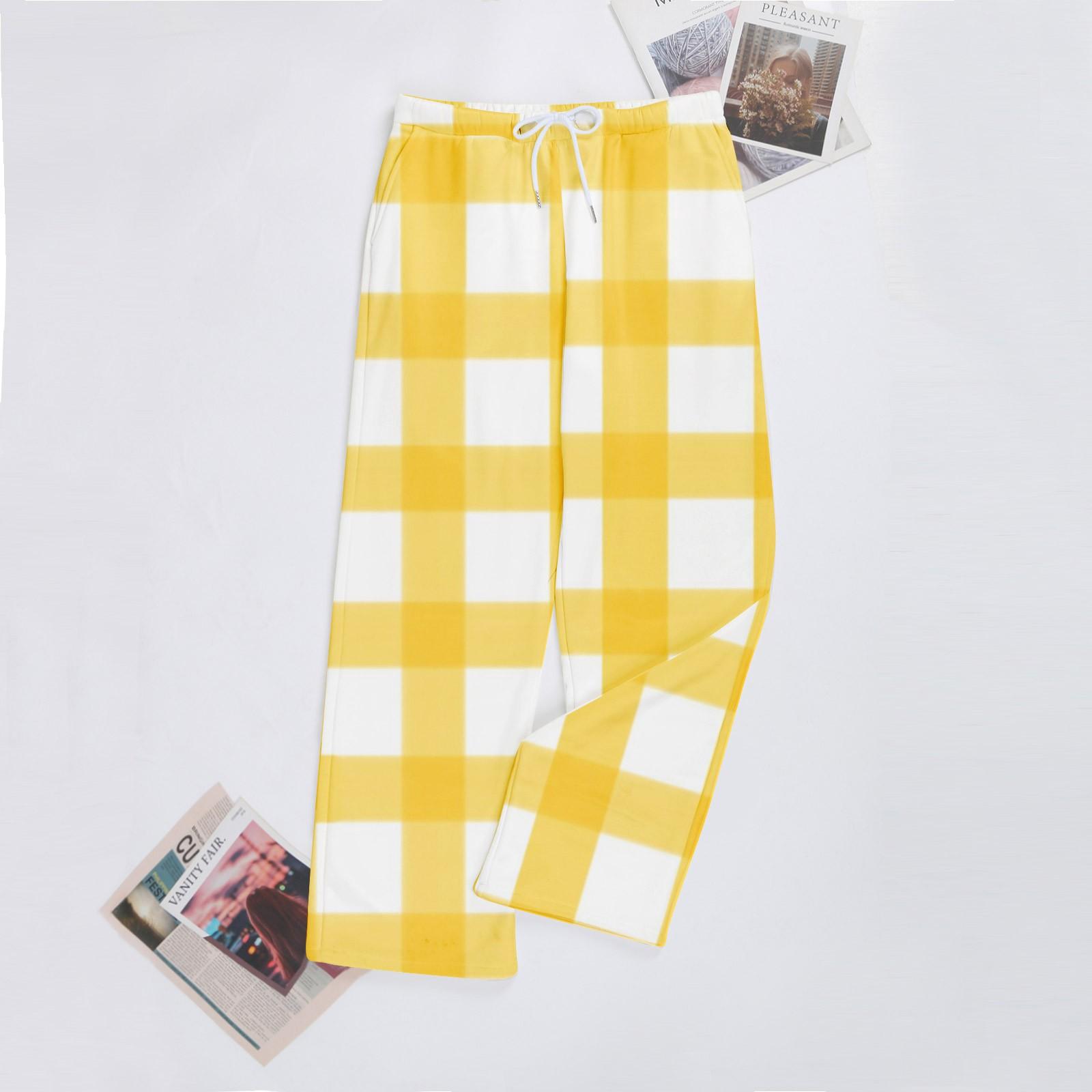 

Женские повседневные модные брюки с клетчатым принтом Повседневные брюки XL жёлтый