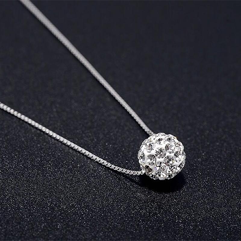 Silver Chain Small Ball Pendants Women's Necklaces Short Neck Jewelry Rhinestone Clavicle Necklace Party Neck Jewelry