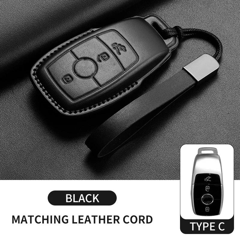 Leather Car Key Case Cover For Mercedes Benz E C G M R S Class W204 W212 W176 GLC CLA GLA AMG 2025 Key Shell Car Accessories