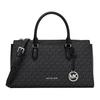 Bolso de hombro de lona revestida con letras de la marca ARDEN impresas por todas partes, tamaño mediano, para mujer, negro