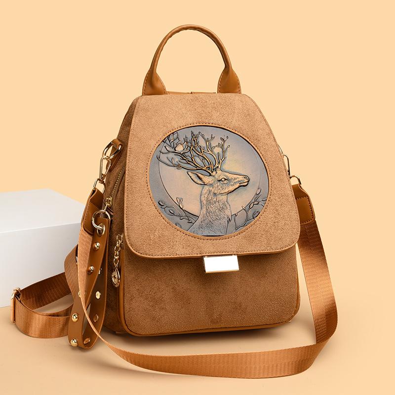 Embroidered Shoulder Bag for Women, Versatile Travel Backpack with Waterproof Feature and Large Capacity for Books