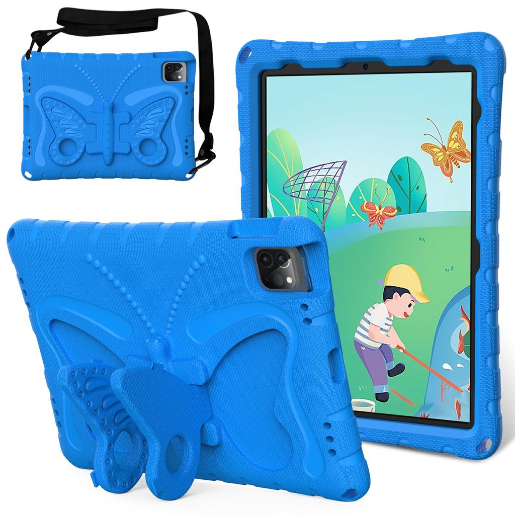 For iPad Pro 12.9-inch (2018)/(2020)/(2021)/(2022)/Air 13 (2025)/(2024)/Pro 13 (2024) Butterfly Kickstand EVA Case with Strap