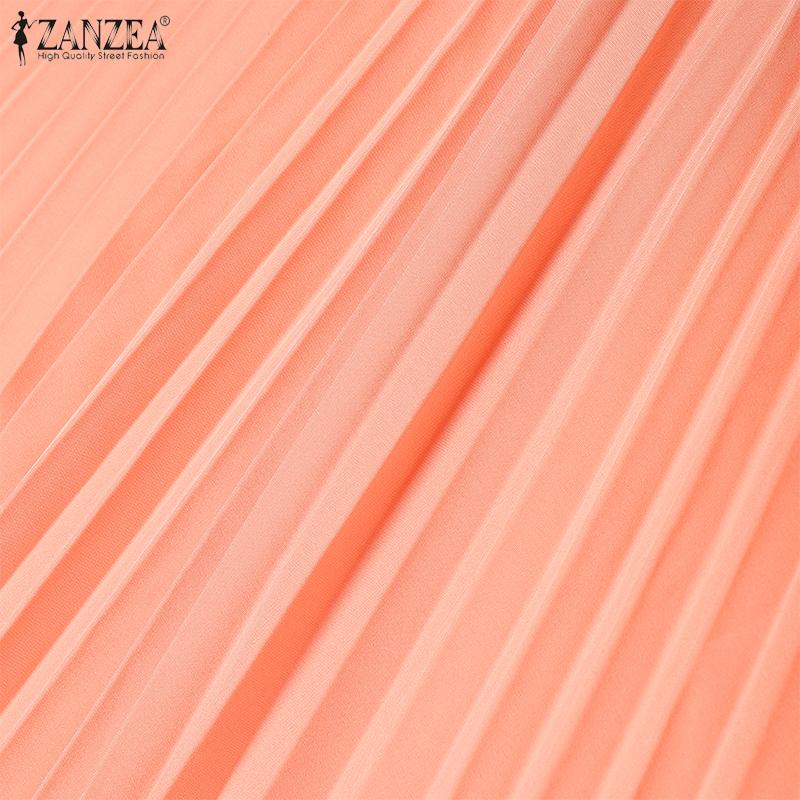 ZANZEA Women Casual Round Neck Summer Short Sleeve Dress