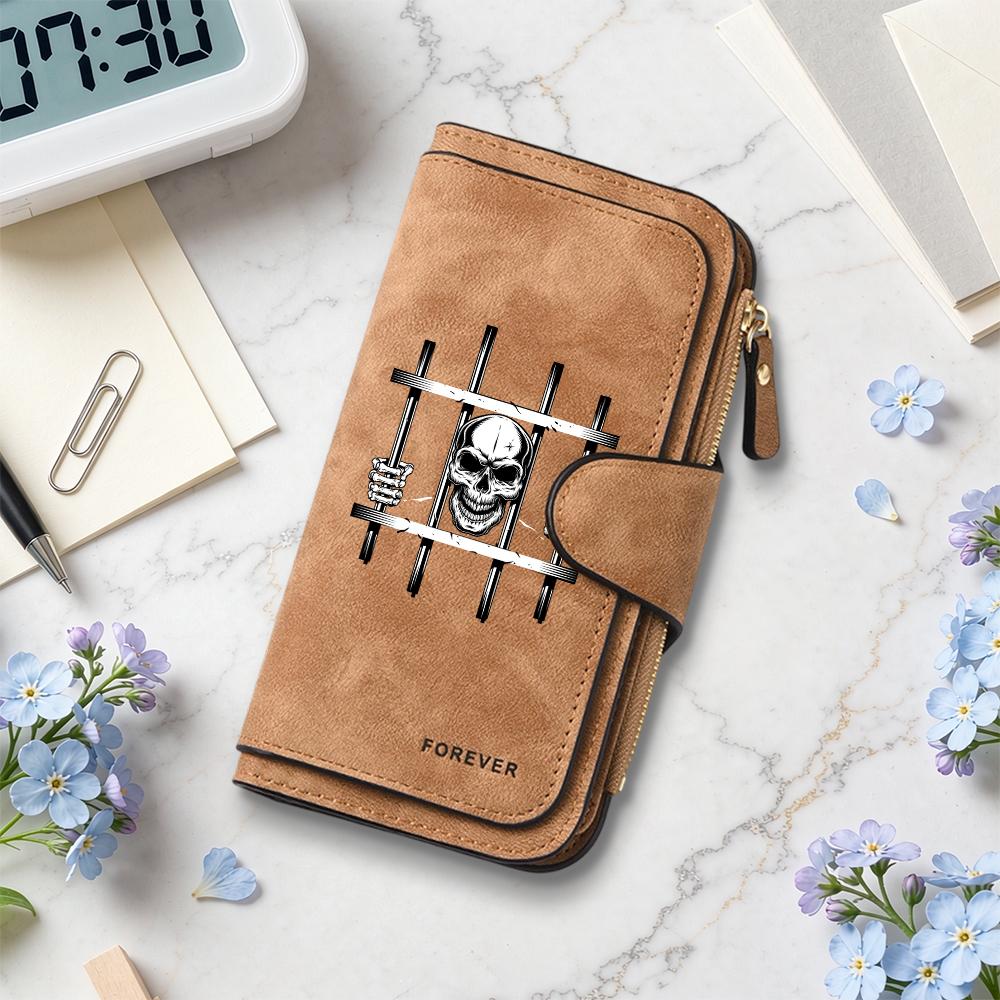 Gothic Skull Print Long Wallet Forever Style Multi Slot Card Holder