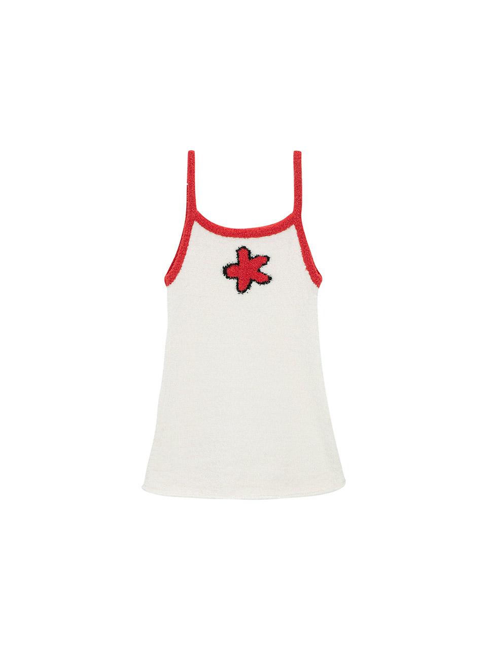 Salad Basket Flower Strap Top - White Red
