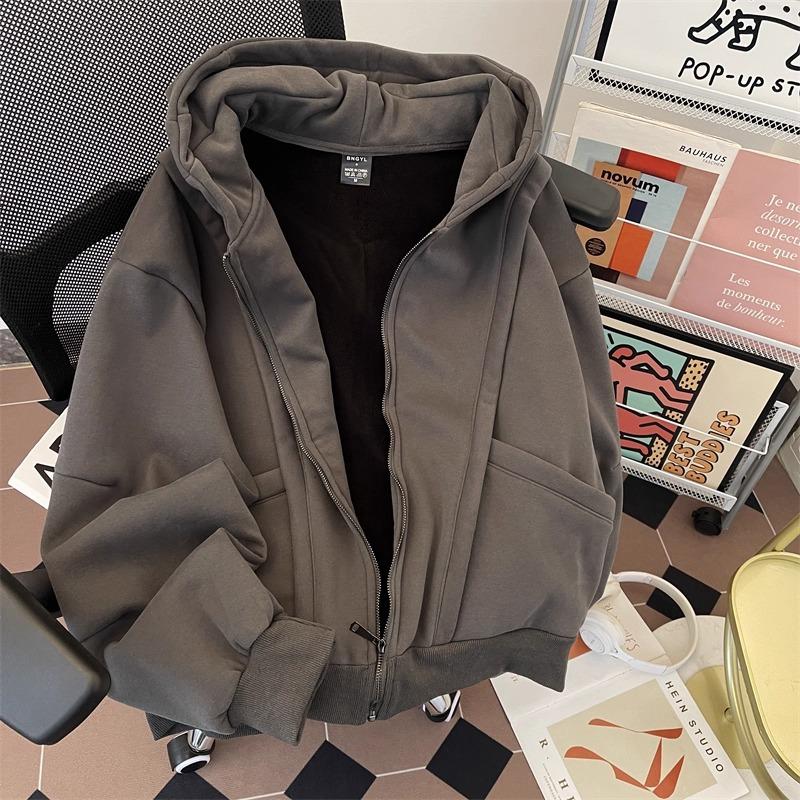 8XL Herren Schwergewicht Trendiger Amerikanischer Schnitt Dekonstruierter Cardigan Hoodie für Herbst/Winter