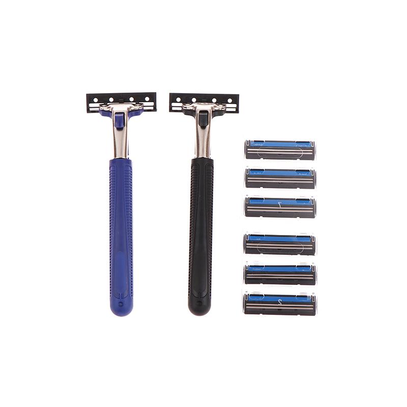 Buy 1 Handle +6Pcs Razor Blades For Men 2 Layer Facial Care Shaver Shaving Blades at affordable