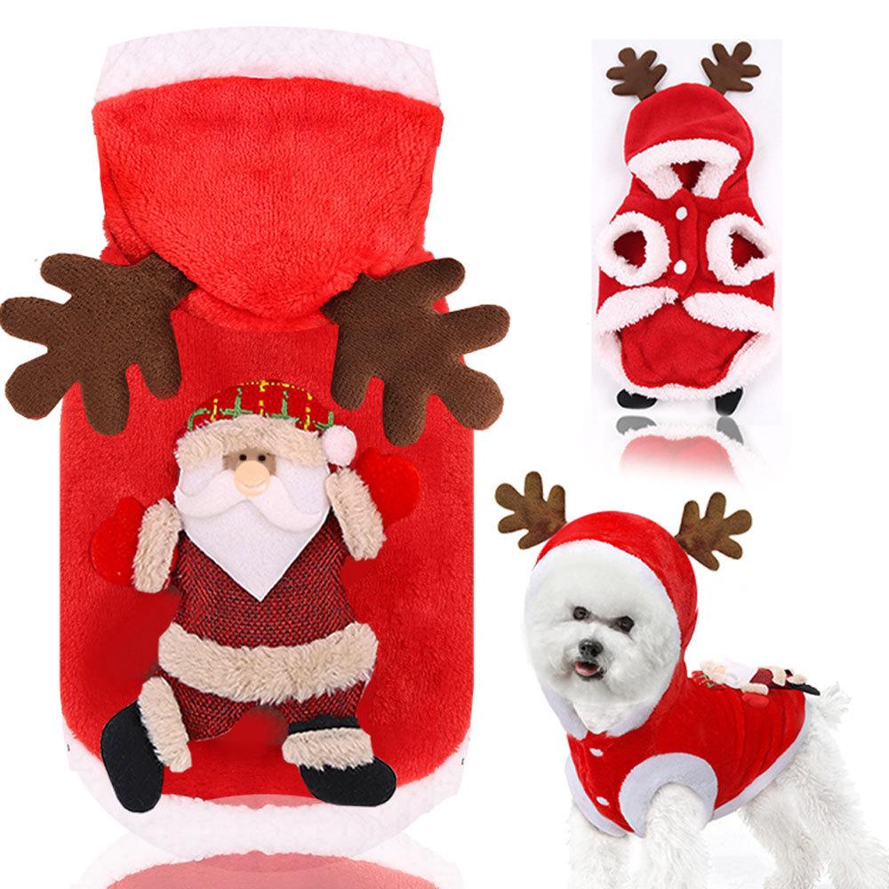 Herbst- und Winterflanell warme Haustier Katze Hund Kleidung Elch Hund Weihnachtskleidung