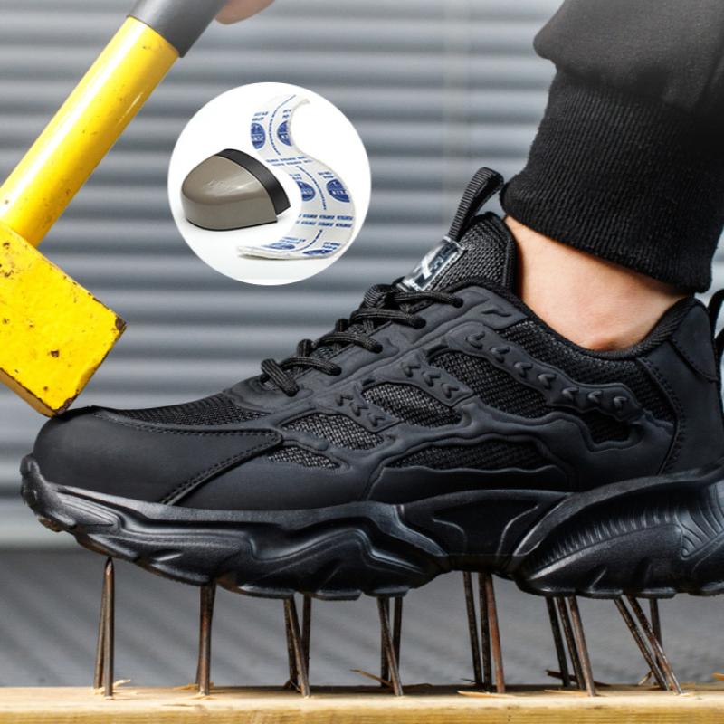 Fashion Work Safety Shoes for Men Lightweight Protective Work Sneakers Lightweight Men Shoes Breathable Shoes Anti-Puncture Work Boots