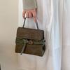 Vintage Suede-Like PU Mini Shoulder Bag Women Compact Square Crossbody With Magnetic Adjustable Strap