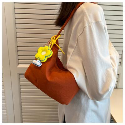 Geantă de mână de culoare solidă pentru femei, cu capacitate mare, geantă din nailon moale, geantă minimalistă sub braț Geantă de mână pe un umăr