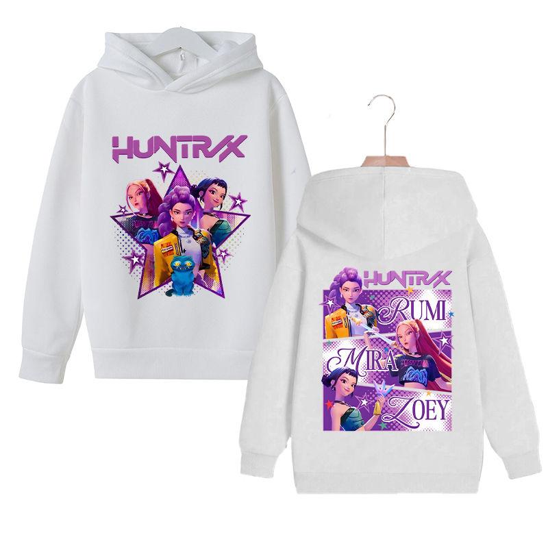 KPop Witch Hunter's Stylish Loose Hoodies for Boys and Girls, Autumn and Winter Children's Fleece Hoodies