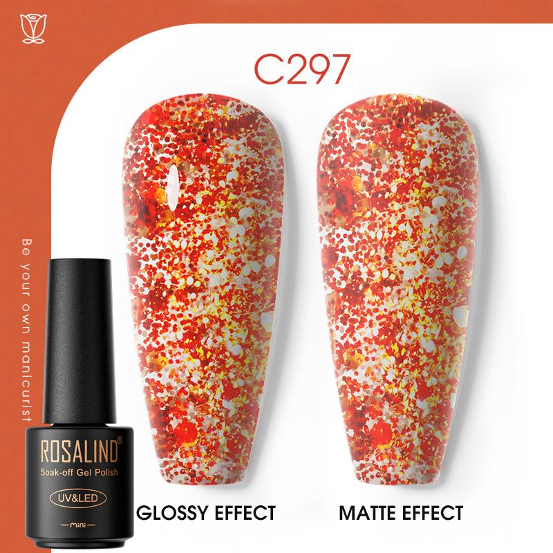 ROSALIND Laser Top Coat Gel Nail Polish Bright Semi Permanent Soak Off UV Multicolor Nail Polish Gel Varnish Hybrid For Nail Art Design LED/UV Lamp