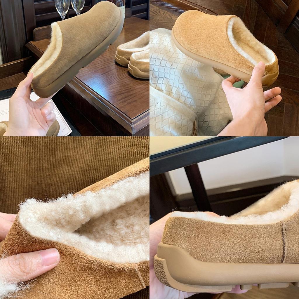 Wool small potatoes~ 2025 autumn and winter new lazy bag head height increase Boken fluffy slippers women's loafers cotton shoes