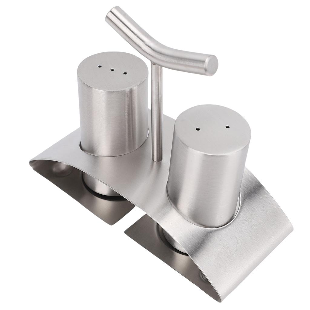 2PCS Kitchen Seasoning Jars 304 Stainless Steel Seasoning Container Condiment Bottle with Rack for