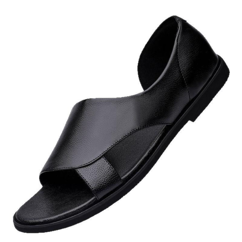 Sandals summer new leather soft-soled slippers casual beach shoes roman leather sandals