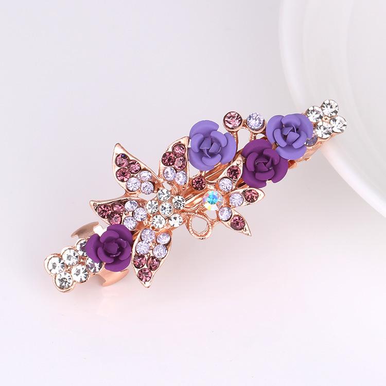 Korean Rhinestone Bow Hair Clip: Pearl Flower Crystal Hairpin for Women