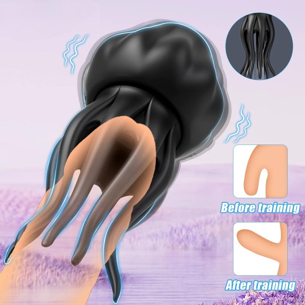 Male Masturbator Penis Glans Jellyfish Electric Glans Trainer Masturbation Tools Vibrator Penis Massager for Men Adult Sex Toys